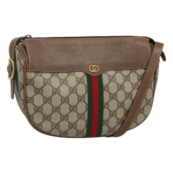 GUCCI GG Supreme Web Sherry Line Shoulder Bag Pvc Beige 001 37 001 37 - Picture 1 of 16